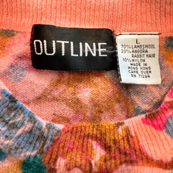 Vintage wool angora nylon blend sweater with cherub pattern sz L (fits smaller) - Picture 10 of 14